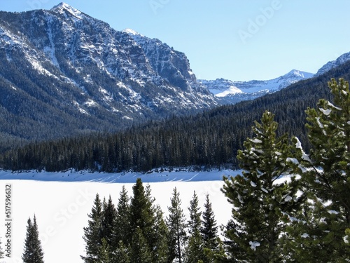 mountain lake in winter
