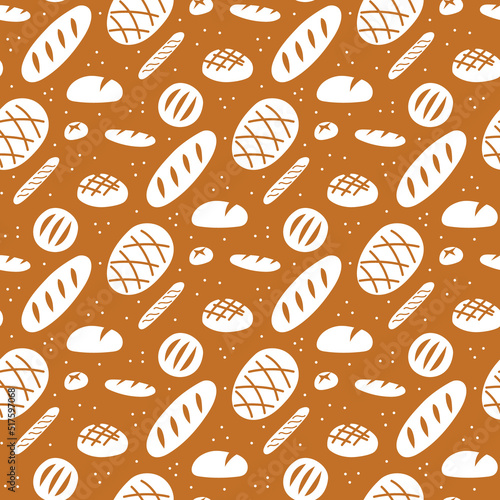 Bread pattern. Simple single color design for packaging, wrapping paper, bags, menu, branding for bakery or coffee shop.