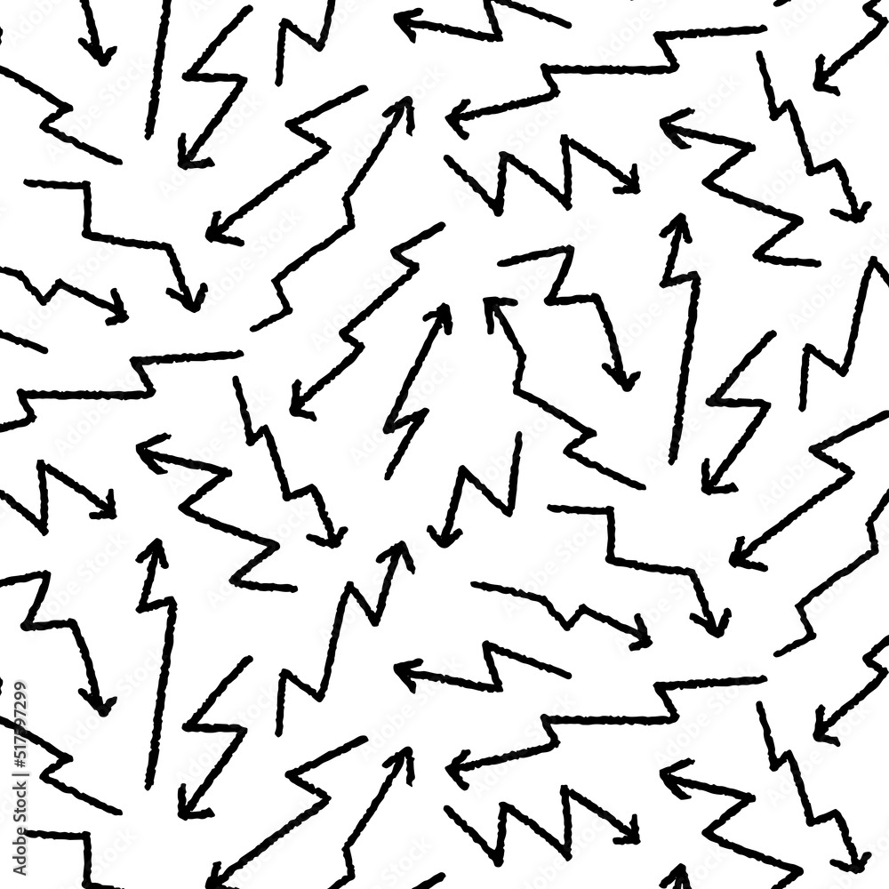Hand drawn vector illustration of arrow pattern on white background. Hand drawn vector illustration of arrow pattern on white background.