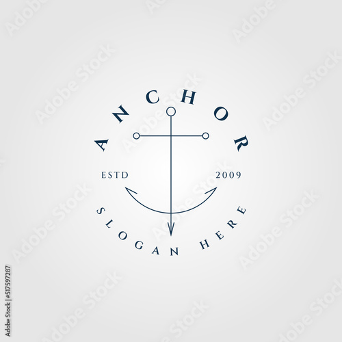 Canvastavla anchor line art logo, icon and symbol vector illustration design