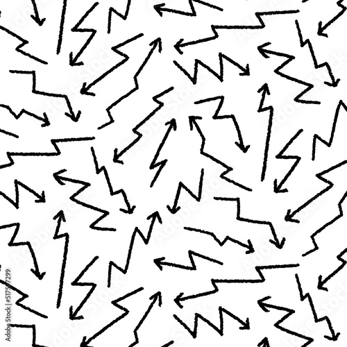 Hand drawn vector illustration of arrow pattern on white background.