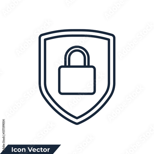 shield and padlock icon logo vector illustration. security symbol template for graphic and web design collection