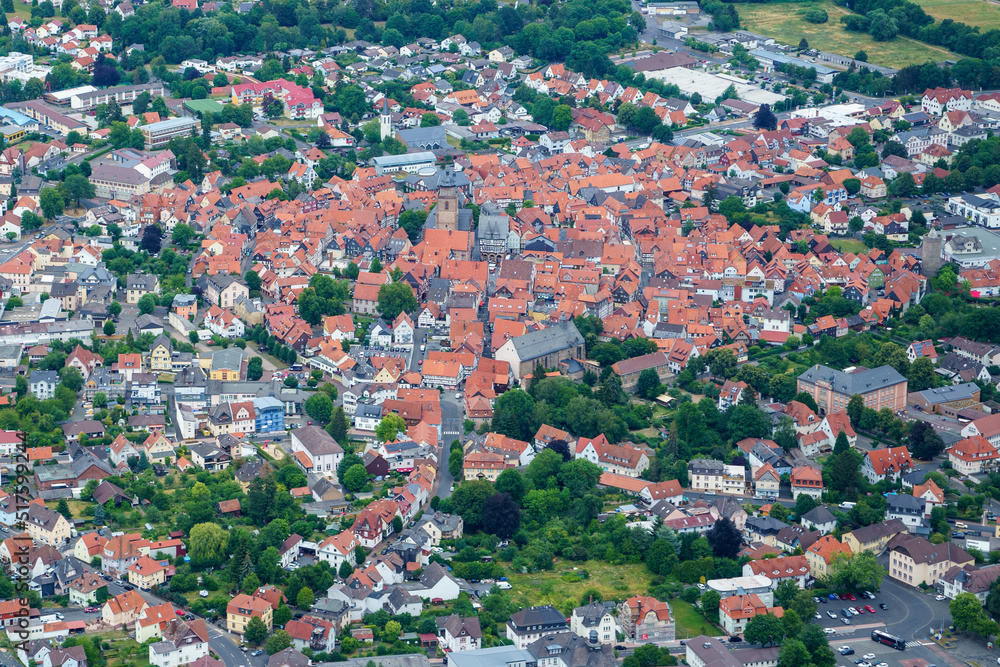 German village or town from above. Top view. Landscape.