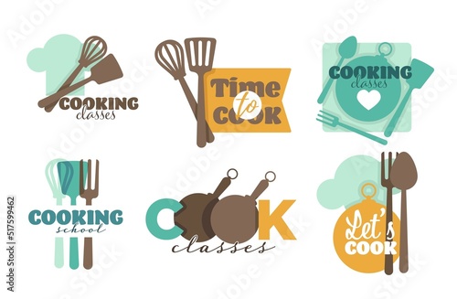 Kitchenware and cutlery cooking school or classes isolated icons vector