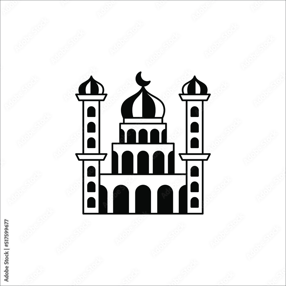 Islamic mosque icon. Thin linear islamic mosque outline icon isolated on white background from religion collection.