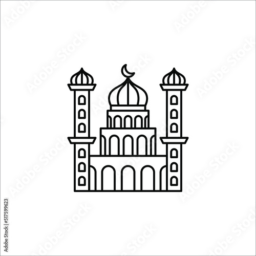 Wallpaper Mural Islamic mosque icon. Thin linear islamic mosque outline icon isolated on white background from religion collection. Torontodigital.ca