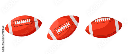 A set of American football balls on a white background.
