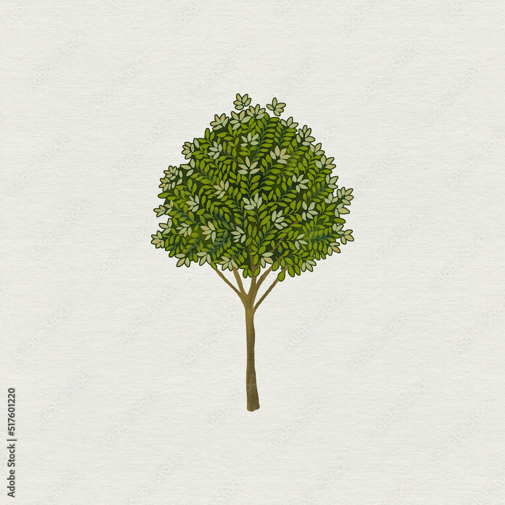 Miniature art Pichwai paintings, tree 08 Stock Illustration Adobe Stock