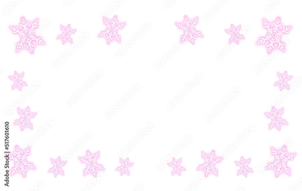 Pixel art pink glowing snowflake frame Pixel art pink glowing snowflake frame