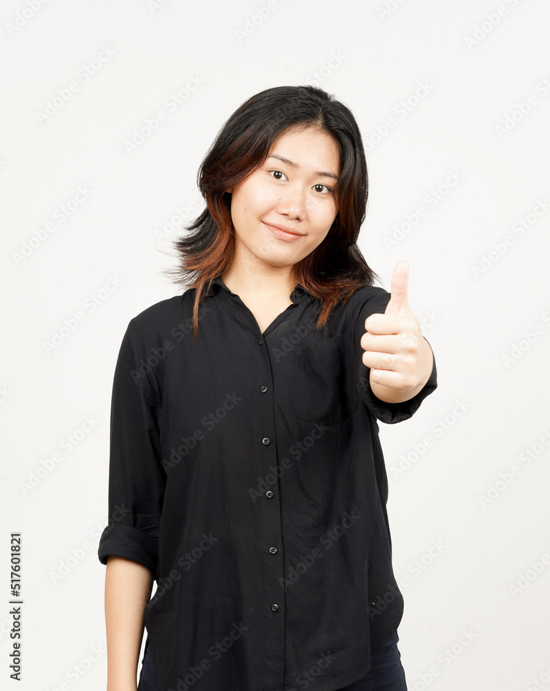 Showing thumbs up of Beautiful Asian Woman Isolated On White Background Showing thumbs up of Beautiful Asian Woman Isolated On White Background
