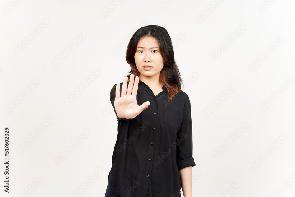 Stop and Rejection Hand Gesture of Beautiful Asian Woman Isolated On White Background Stop and Rejection Hand Gesture of Beautiful Asian Woman Isolated On White Background