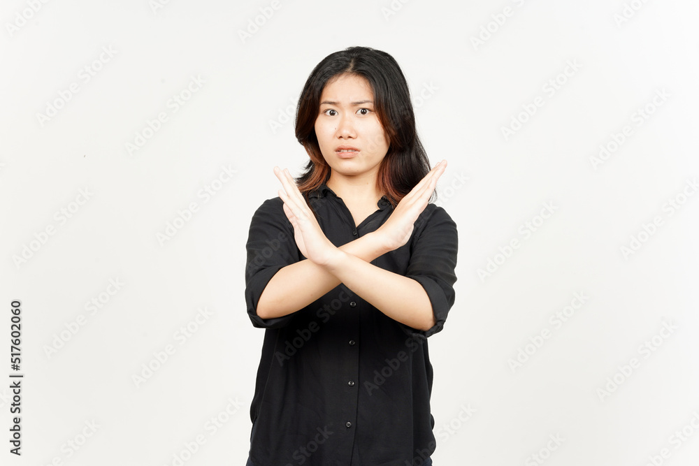 Crossed Hands for Rejection Gesture of Beautiful Asian Woman Isolated On White Background Crossed Hands for Rejection Gesture of Beautiful Asian Woman Isolated On White Background