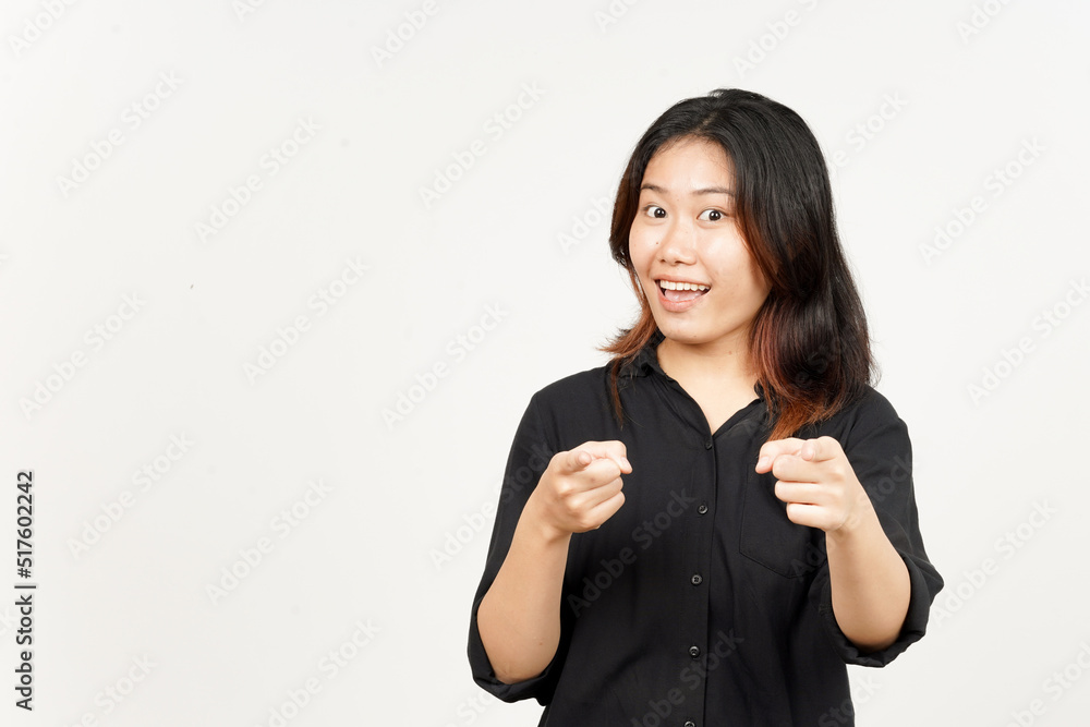 Smile and pointing at you of Beautiful Asian Woman Isolated On White Background Smile and pointing at you of Beautiful Asian Woman Isolated On White Background