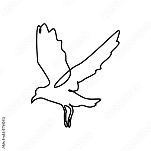 One single line drawing of wild seagull for company business logo identity. Cute bird mascot concept for conservation national park symbol. Continuous line draw design graphic illustration vector