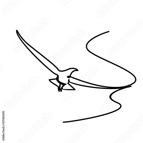 One single line drawing of wild seagull for company business logo identity. Cute bird mascot concept for conservation national park symbol. Continuous line draw design graphic illustration vector