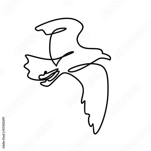 One single line drawing of wild seagull for company business logo identity. Cute bird mascot concept for conservation national park symbol. Continuous line draw design graphic illustration vector