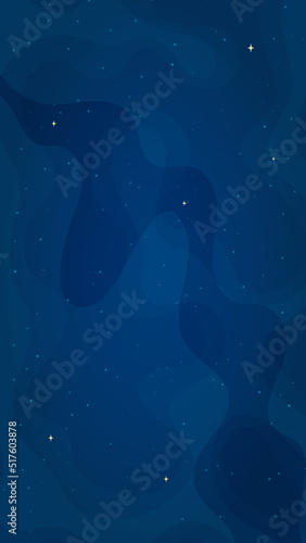Abstract starlight universe background vector illustration. Flat style vertical stellar universe backdrop with abstract sparkling star systems on blue color background for astrology graphic concept.