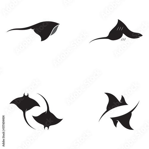 Marine animal stingray or batoidea logo design. With template vector illustration. photo