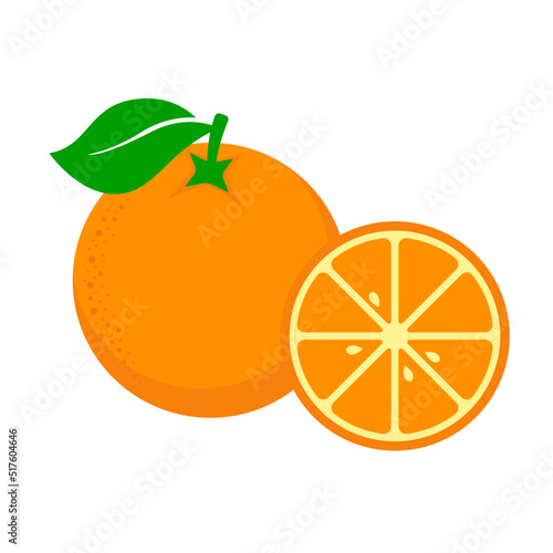 orange fruit vector illustration flat style citrus logo icon