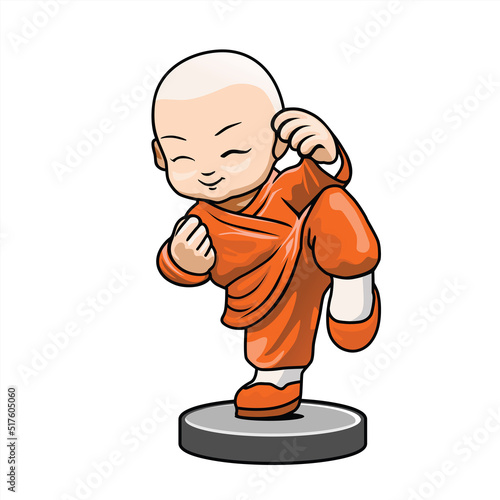 cute monk  paying kungfu illustration vector image