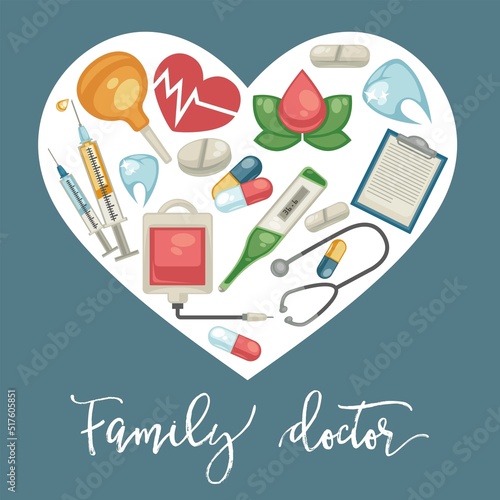Medicine and treatment healthcare pills and medical tools pharmacy vector