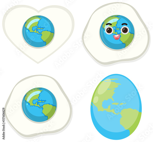 Earth globe on egg white
