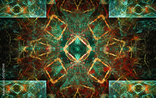 digital illustration abstract image generated fractal background image wallpaper pattern of various geometric shapes and lines of various colors for computer graphics or web design