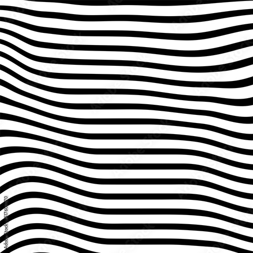 Abstract pattern of wavy stripes or rippled 3D relief black and white lines background. Vector twisted curved stripe modern trendy.Abstract seamless Pattern for Printed Design Tshirt Pillow. © vandana
