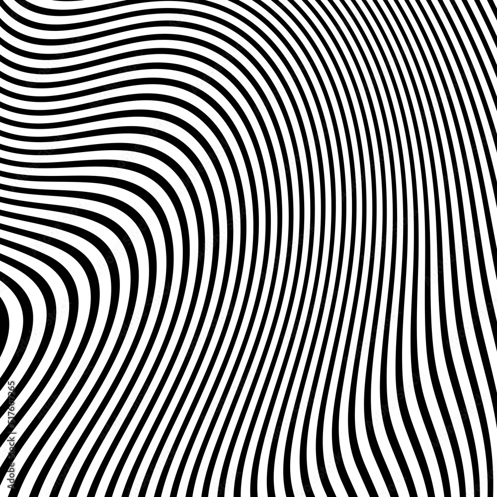 Abstract pattern of wavy stripes or rippled 3D relief black and white lines background. Vector twisted curved stripe modern trendy.Abstract seamless Pattern for Printed Design Tshirt Pillow. Abstract pattern of wavy stripes or rippled 3D relief black and white lines background. Vector twisted curved stripe modern trendy.Abstract seamless Pattern for Printed Design Tshirt Pillow.