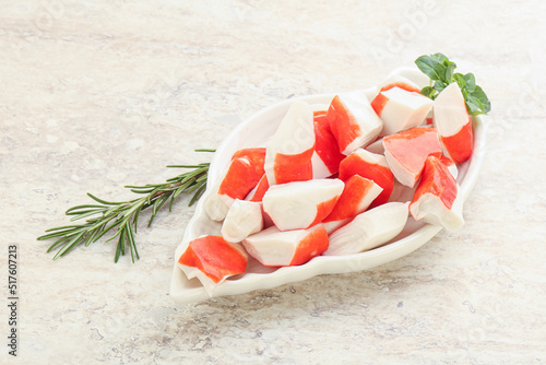 Tableau sur toile Crab meat surimi in the bowl