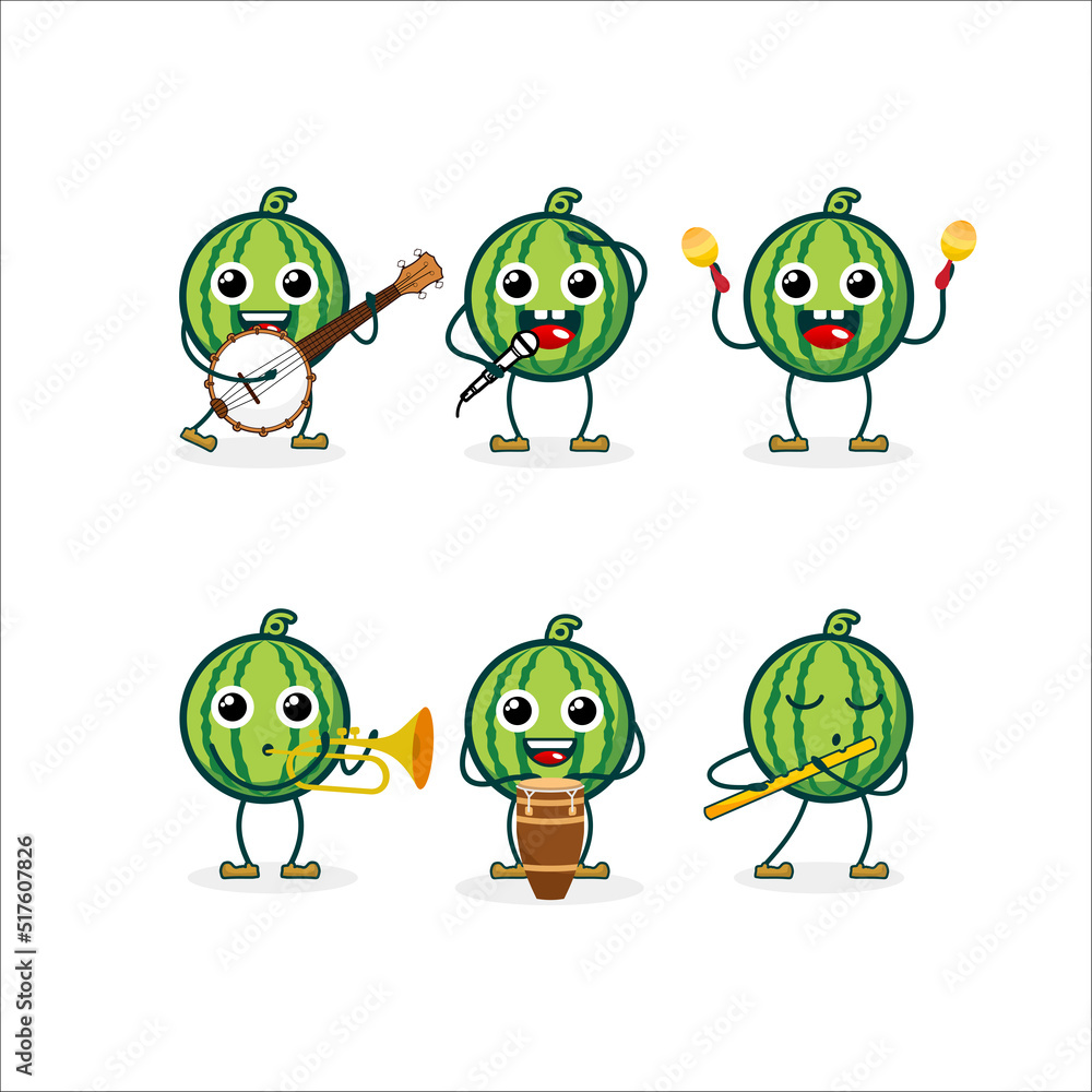 Obraz premium a set of watermelon cartoon illustrations