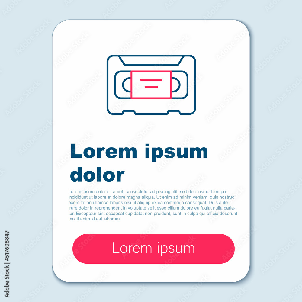 Line VHS video cassette tape icon isolated on grey background. Colorful outline concept. Vector Line VHS video cassette tape icon isolated on grey background. Colorful outline concept. Vector