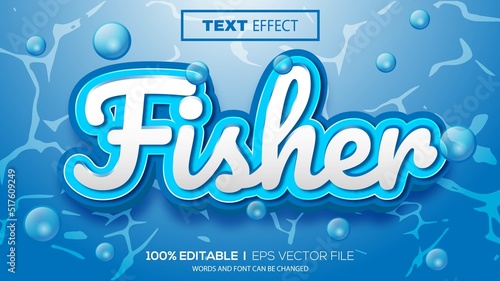 3d editable text effect fisher theme premium vector