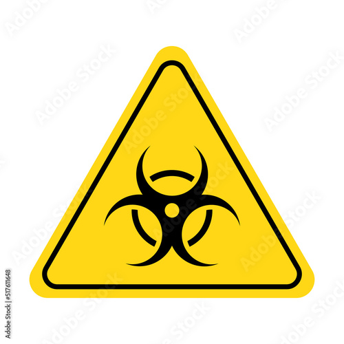 Biohazard sign. Bio waste danger, biological, epidemic hazard icon with yellow triangle symbol. Vector illustration.