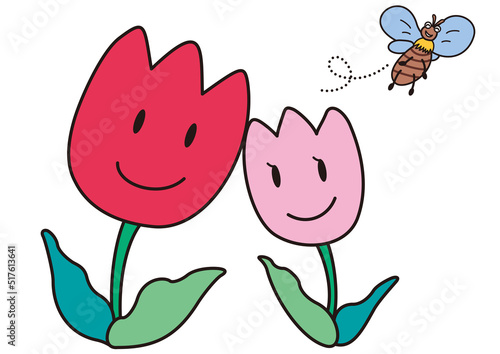 チューリップとミツバチ
