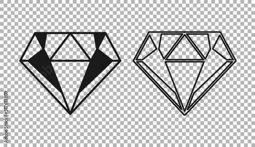 Black Diamond icon isolated on transparent background. Jewelry symbol. Gem stone. Vector