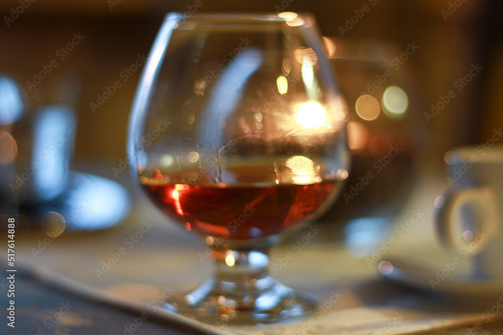 Brandy or cognac in glass