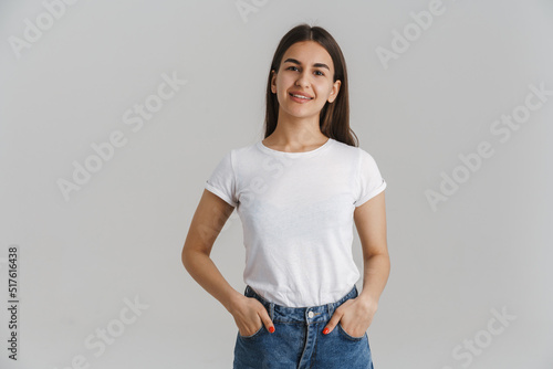 Portrait of a young casual white woman