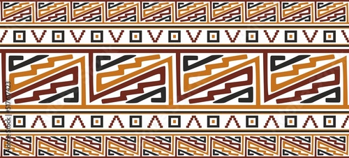 Vector seamless colored border ornament. Native American tribes framework.