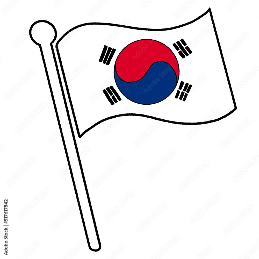 Korea flag line icon Stock Illustration Adobe Stock