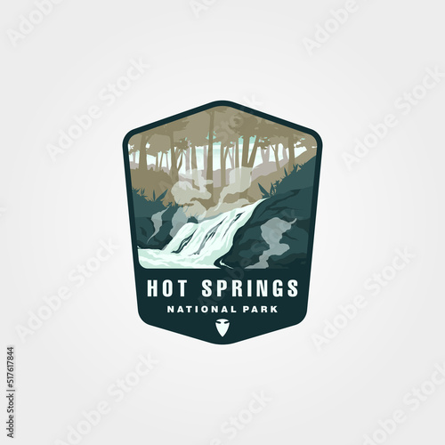 hot springs national park logo vector patch illustration design, arkansas hot springs logo design