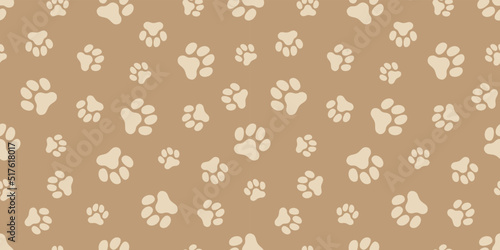 犬の足跡のパターン (Paw Prints Pattern. Vector Illustration)