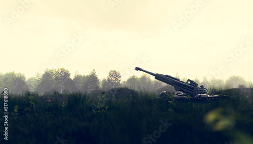 Artillery howitzer in combat. War in Ukraine