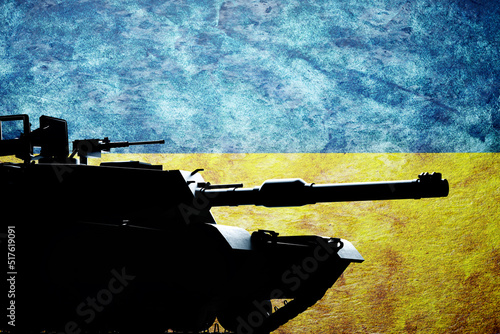 Canvastavla Military tank on Ukraine flag