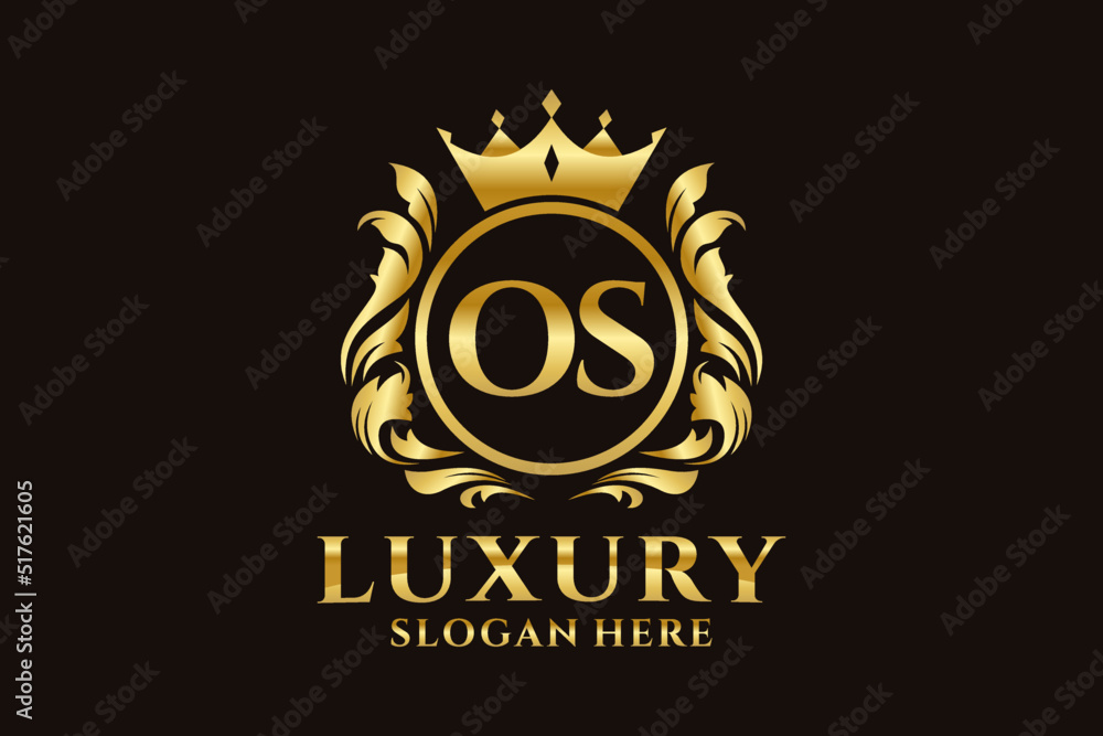 Initial OS Letter Royal Luxury Logo template in vector art for luxurious branding projects and other vector illustration. - obrazy, fototapety, plakaty 