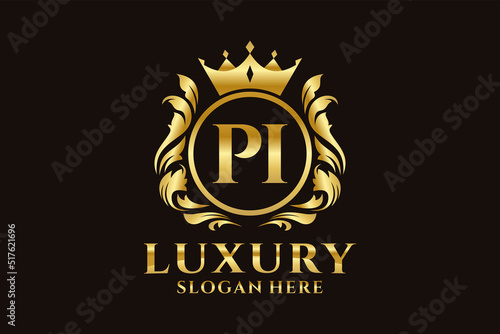 Initial PI Letter Royal Luxury Logo template in vector art for luxurious branding projects and other vector illustration.