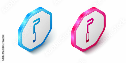 Isometric Fire poker icon isolated on white background. Hexagon button. Vector