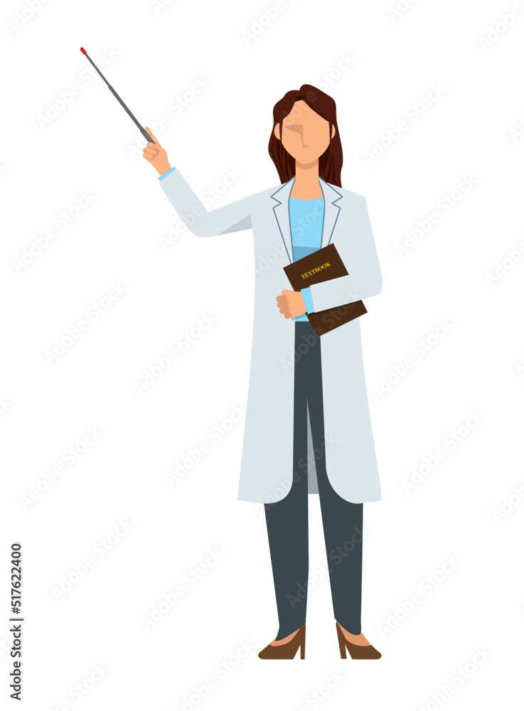 simple illustration of an Asian female doctor in a lab coat. A pose with a pointer. Conference, explanation. 8heads tall. simple illustration of an Asian female doctor in a lab coat. A pose with a pointer. Conference, explanation. 8heads tall.