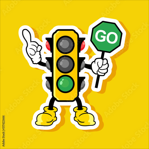 a green traffic light character