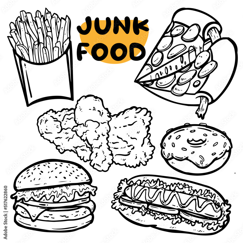 Doodle Junk Food Coloring Page